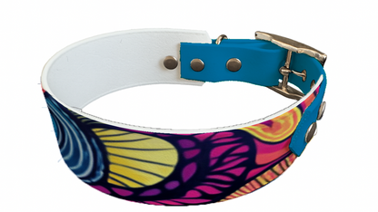 Collier bicolore large pour chien en BioThane® imprimé – Collection abstrait – 38/25 mm