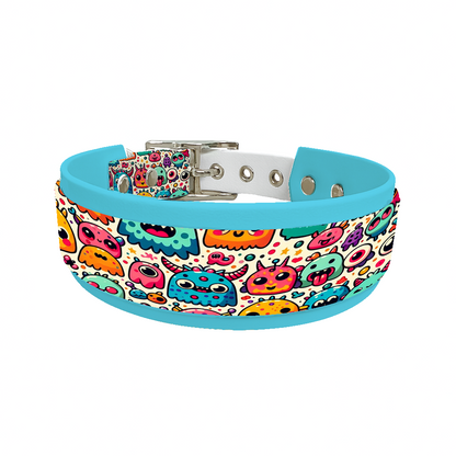 Collier double large pour chien en BioThane® imprimé – Collection monstres et créatures imaginaires– 38/25 mm