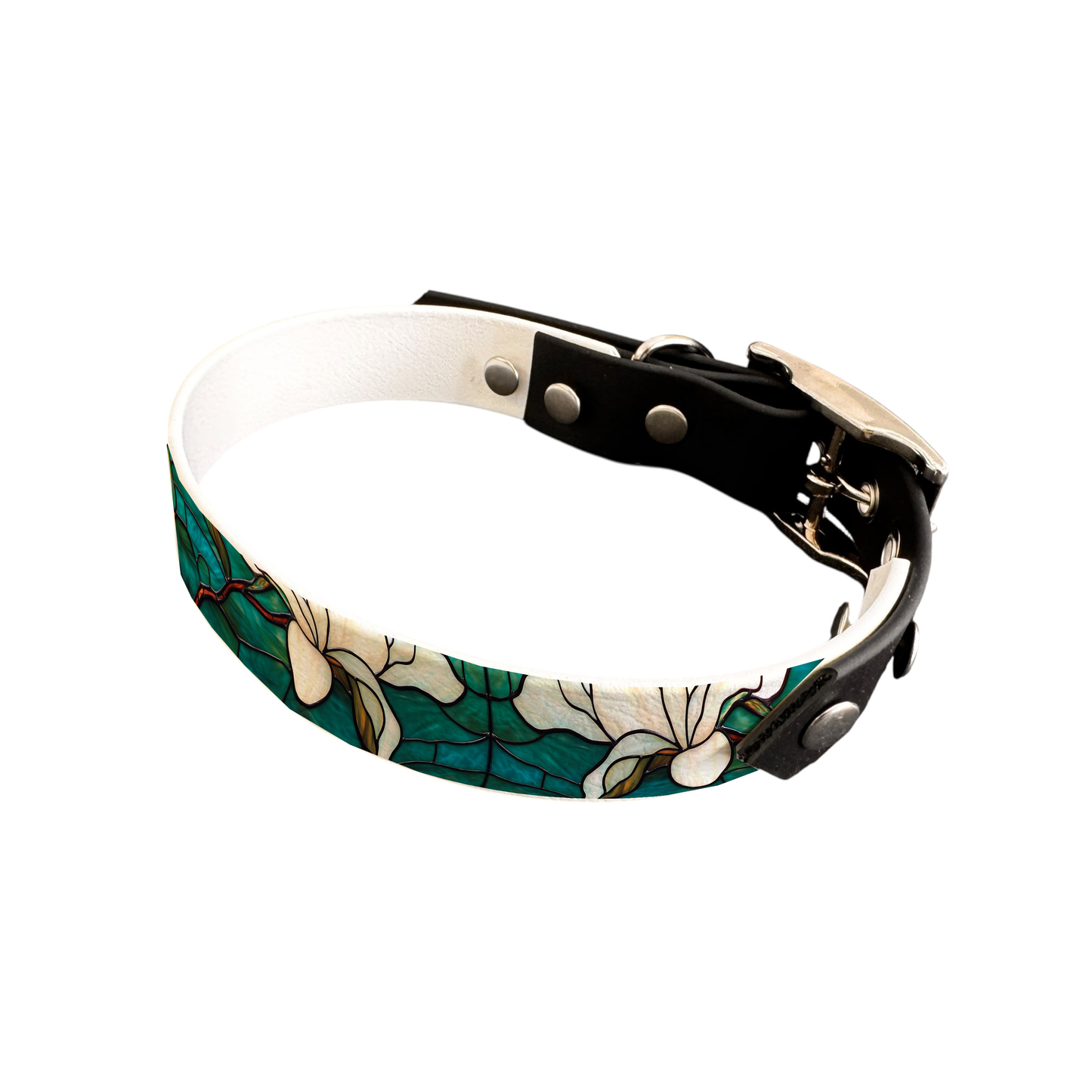 Collier bicolore large pour chien en BioThane® imprimé – Collection plantes et fleurs – 19 mm