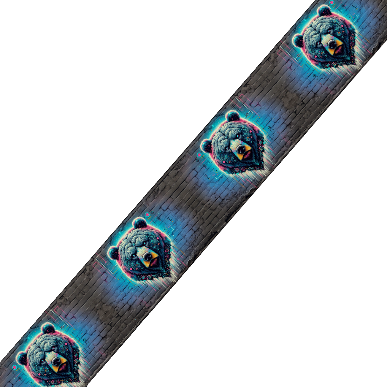 Collier bicolore large pour chien en BioThane® imprimé – Collection pop art– 38/25 mm