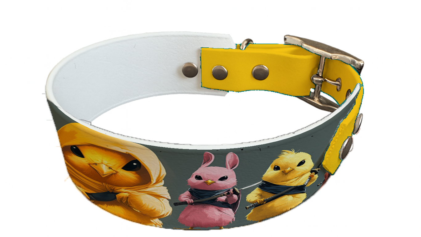 Collier bicolore large pour chien en BioThane® imprimé – Collection animaux pop/kawaii – 38/25 mm