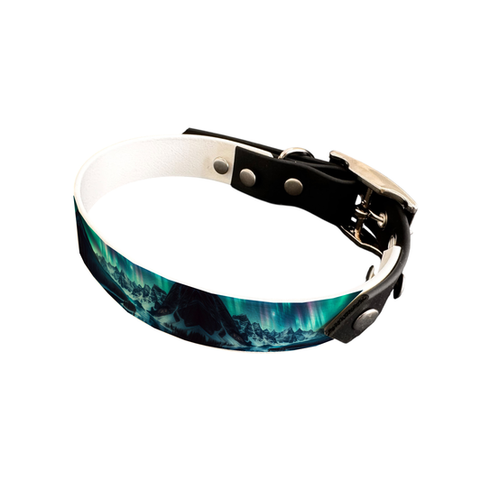 Collier bicolore large pour chien en BioThane® imprimé – Collection paysage– 19 mm