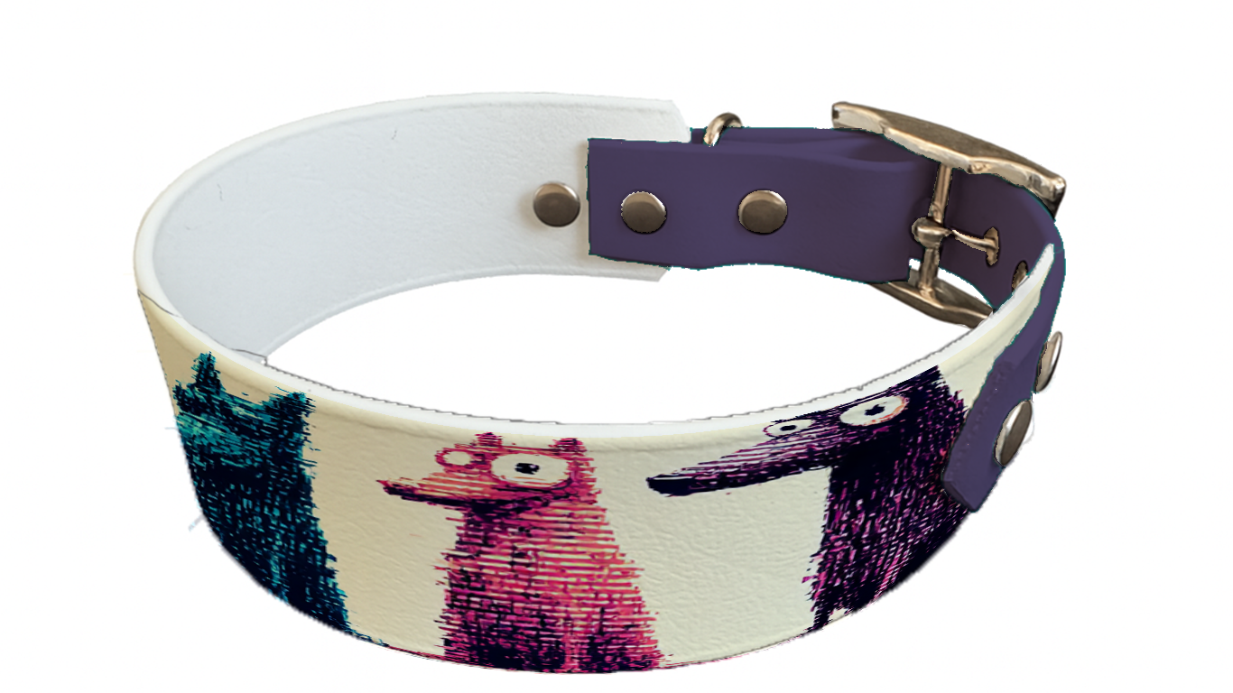 Collier bicolore large pour chien en BioThane® imprimé – Collection chiens– 38/25 mm