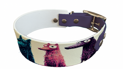 Collier bicolore large pour chien en BioThane® imprimé – Collection chiens– 38/25 mm