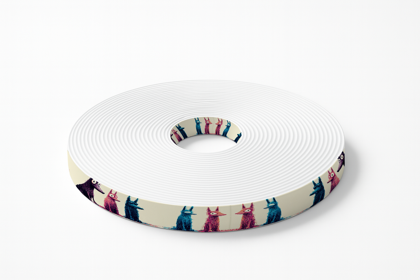 BioThane imprimé – Chiens stylisés multicolores façon esquisse