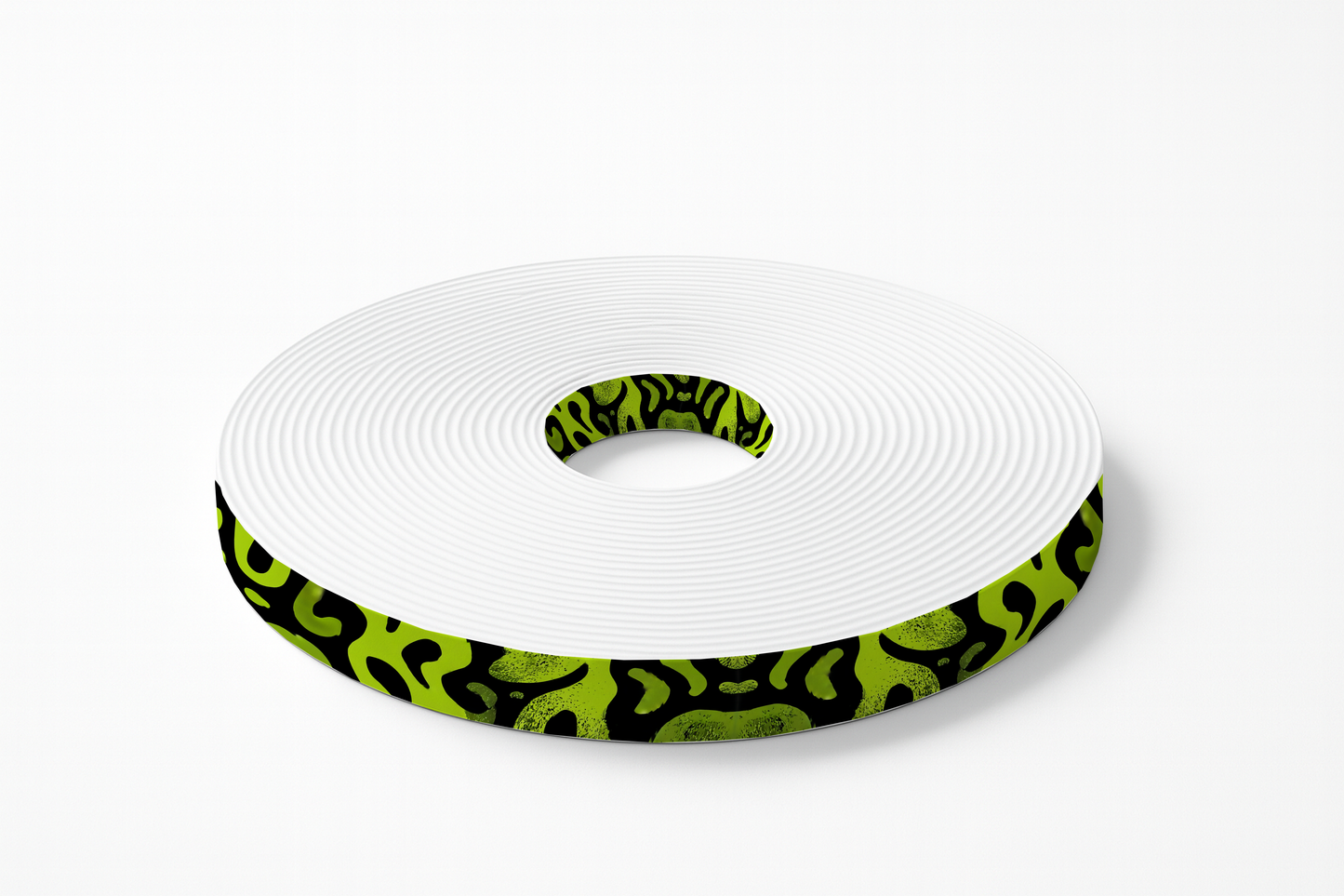 BioThane® imprimé – Taches abstraites vert fluo sur noir