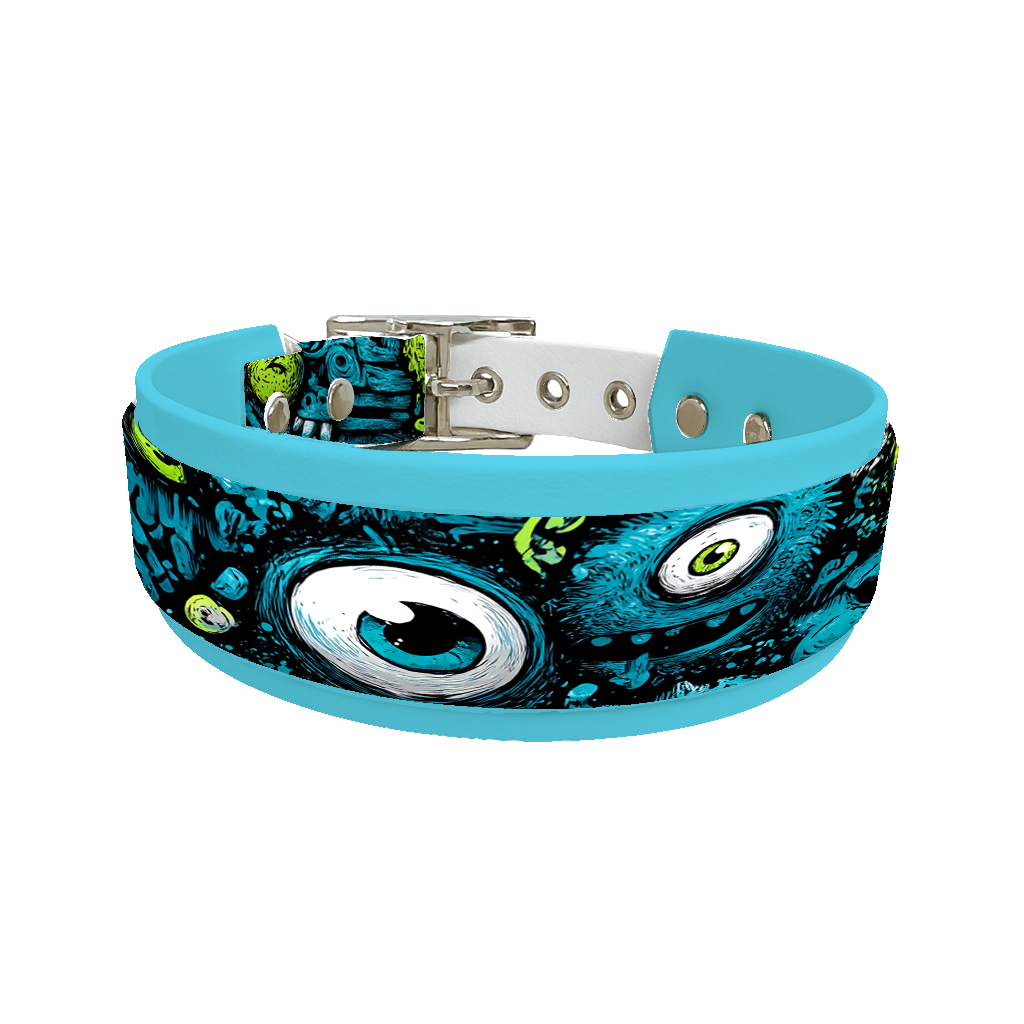 Collier double large pour chien en BioThane® imprimé – Collection monstres et créatures imaginaires– 38/25 mm