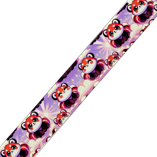 BioThane® imprimé – Panda Roux Kawaii sur Nuages (19mm, 25mm ou 38mm)