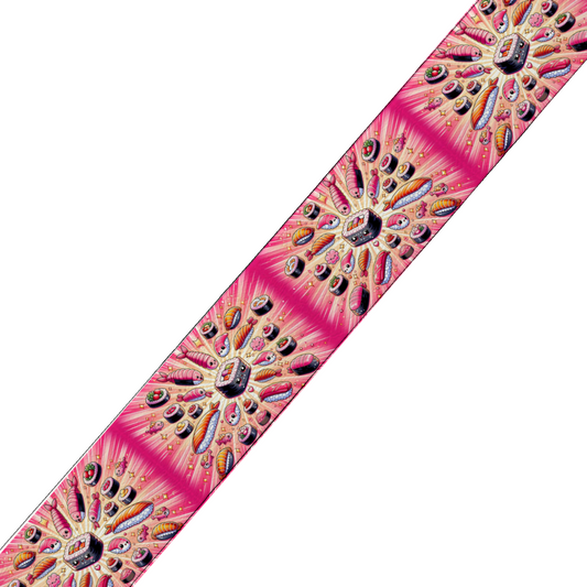BioThane® imprimé - Motif Sushis Pop sur fond rose (19mm, 25mm, 38mm)