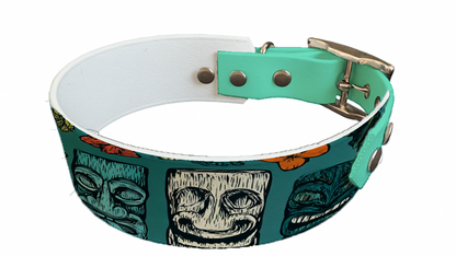 Collier bicolore large pour chien en BioThane® imprimé – Collection Tribal – 38/25 mm