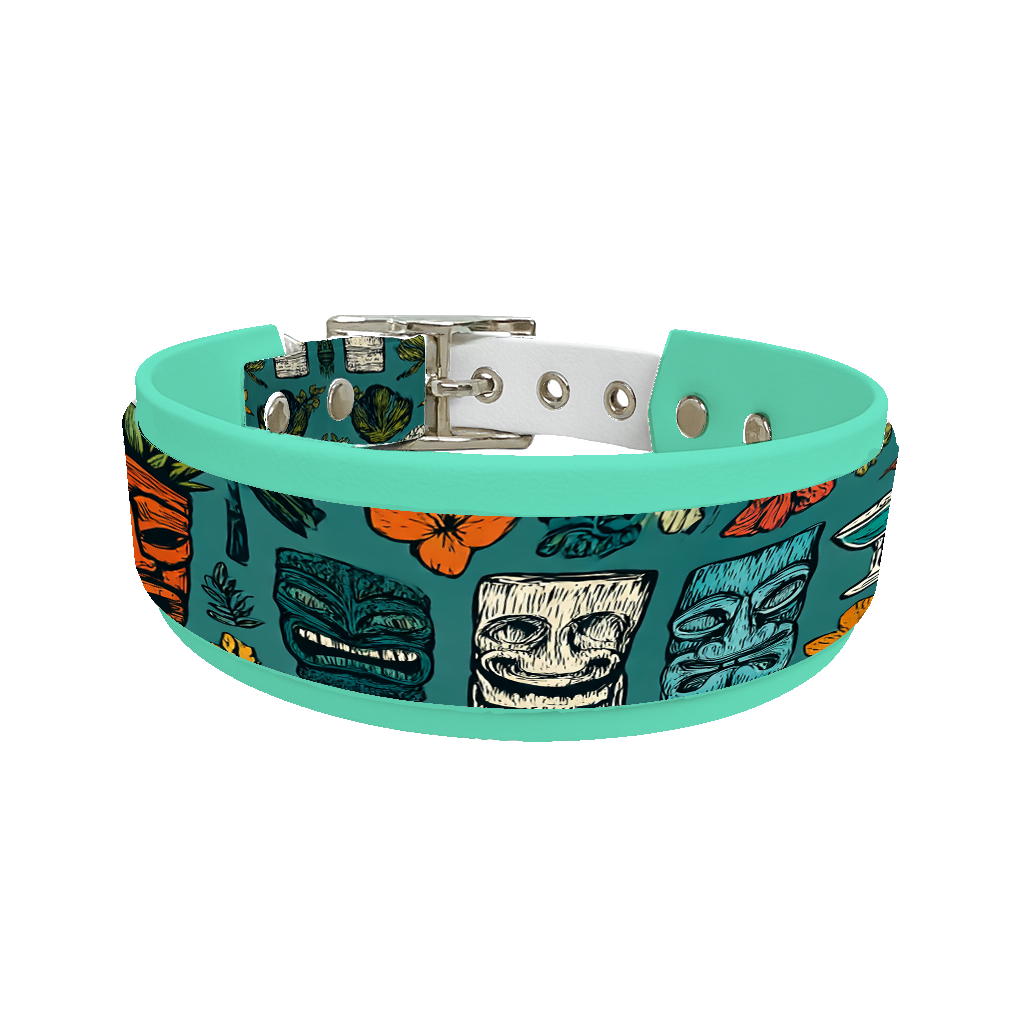 Collier double large pour chien en BioThane® imprimé – Collection Tribal – 25/19 mm