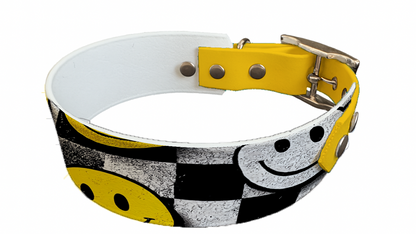 Collier bicolore large pour chien en BioThane® imprimé – Collection pop art– 38/25 mm