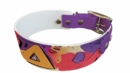 Collier bicolore large pour chien en BioThane® imprimé – Collection abstrait – 38/25 mm