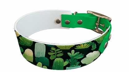 Collier bicolore large pour chien en BioThane® imprimé – Collection plantes et fleurs – 38/25 mm