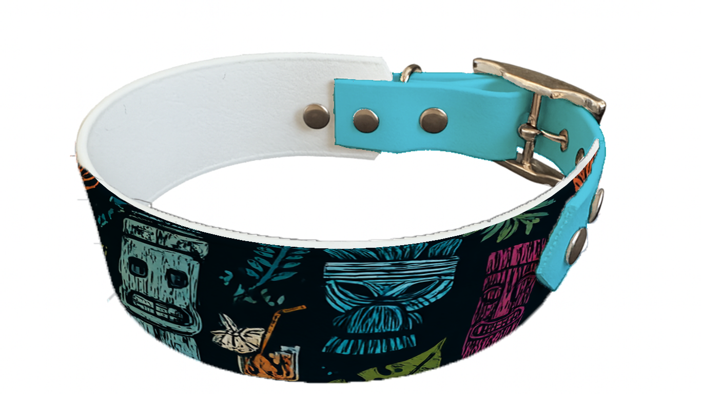 Collier bicolore large pour chien en BioThane® imprimé – Collection Tribal – 38/25 mm