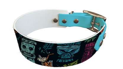 Collier bicolore large pour chien en BioThane® imprimé – Collection Tribal – 38/25 mm