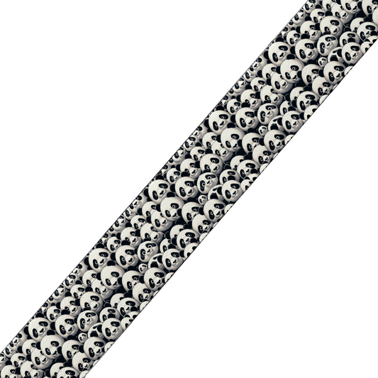 BioThane imprimé – Motif Têtes de Panda Noir et Blanc