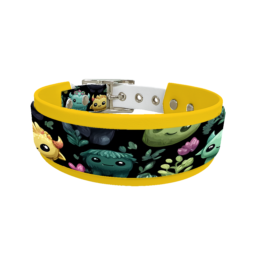 Collier double large pour chien en BioThane® imprimé – Collection monstres et créatures imaginaires– 38/25 mm