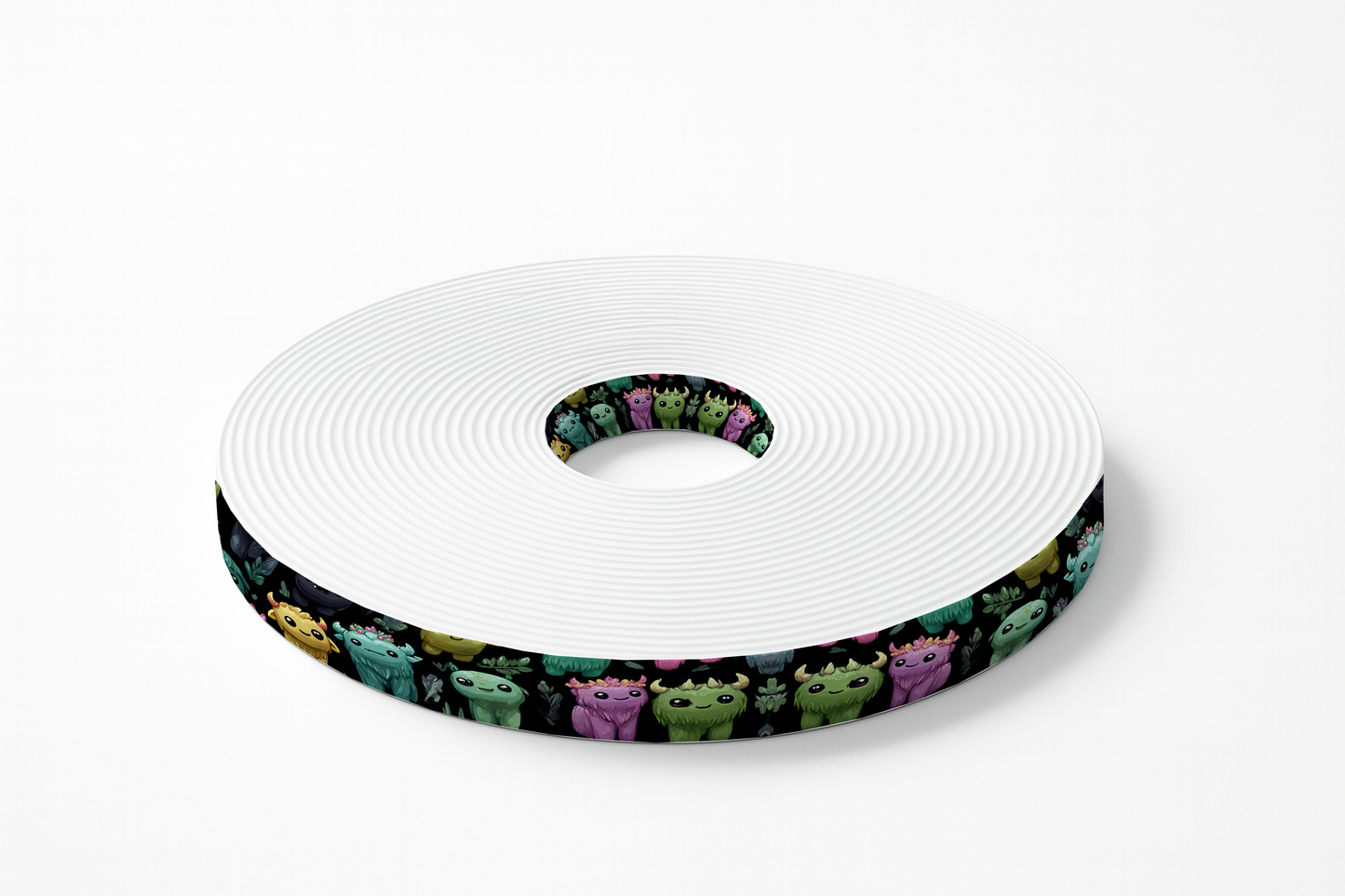 BioThane imprimé – Créatures mignonnes multicolores sur fond noir