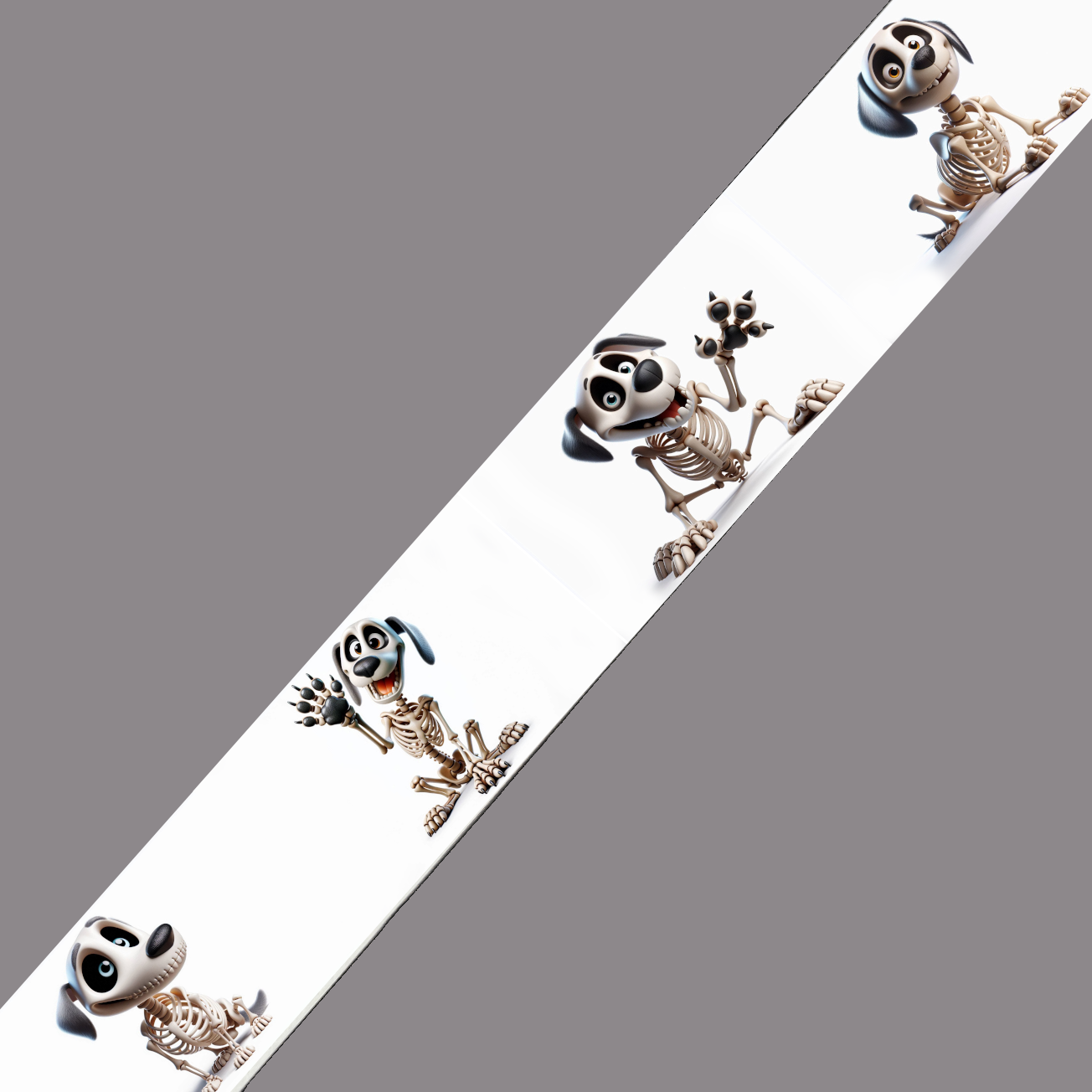 BioThane® imprimé – Chiens Squelettes Cartoon (Halloween)