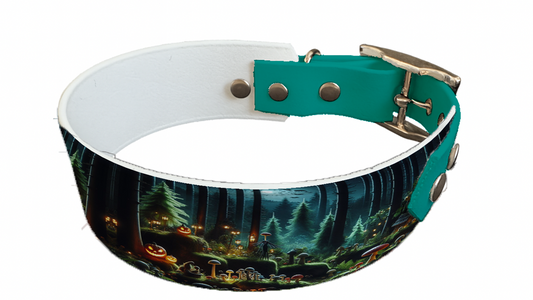 Collier bicolore large pour chien en BioThane® imprimé – Collection Halloween– 38/25 mm