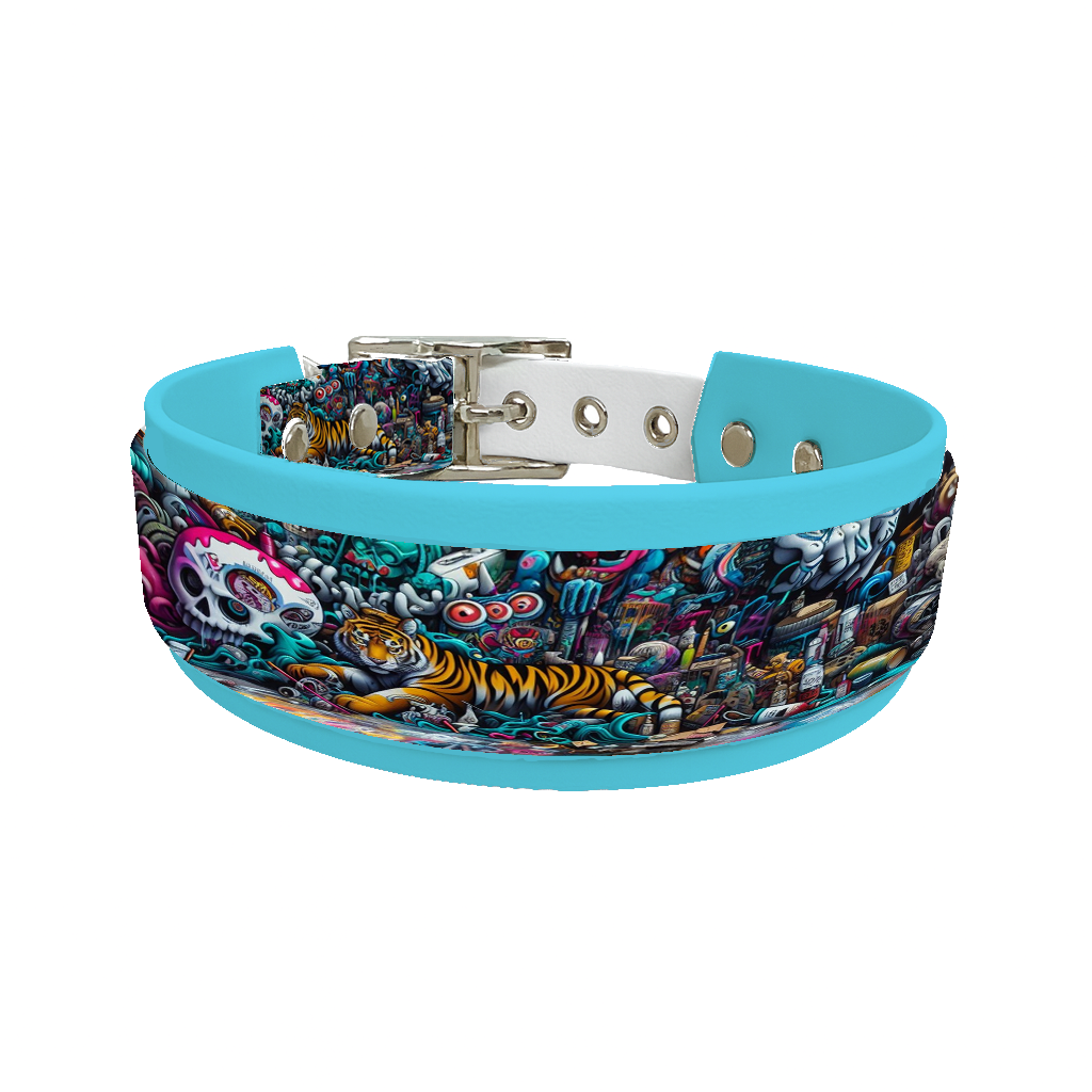 Collier double large pour chien en BioThane® imprimé – Collection pop art– 38/25 mm