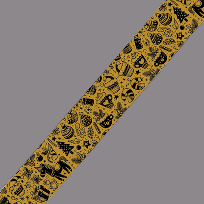 BioThane® imprimé – Motif Noël gourmand rétro (fond Gold)
