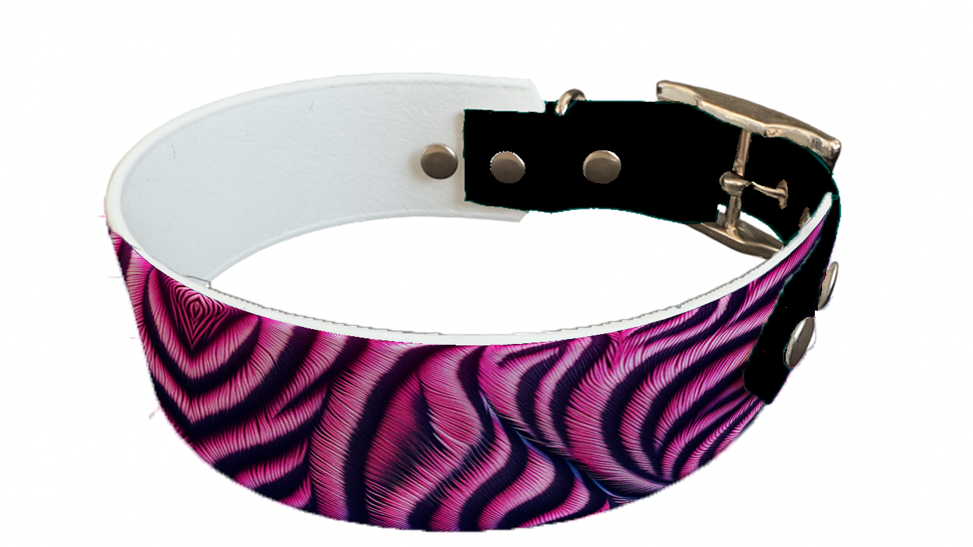 Collier bicolore large pour chien en BioThane® imprimé – Collection fourrures et pelages – 38/25 mm
