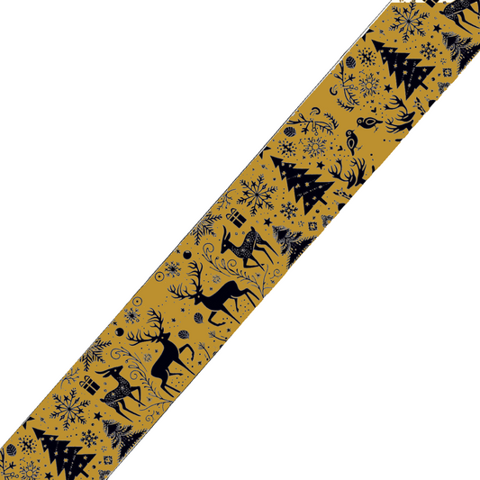 Motif Noël Scandi - BioThane imprimé Gold