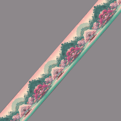 BioThane imprimé – Paysage Enchanteur Rose & Vert