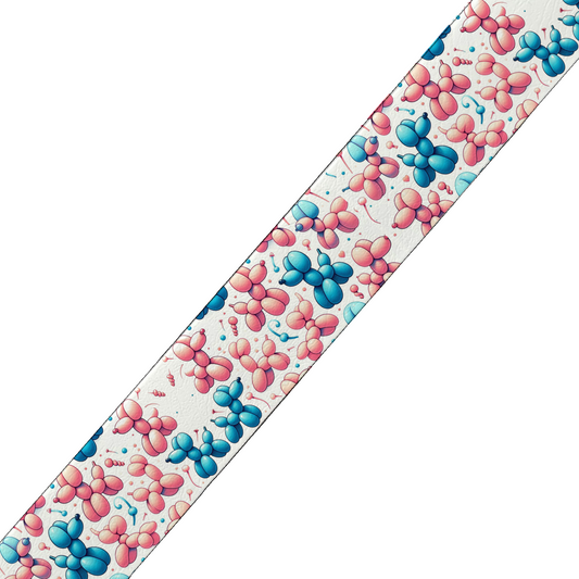 Motif BioThane® imprimé – Chiens Ballons Roses & Bleus