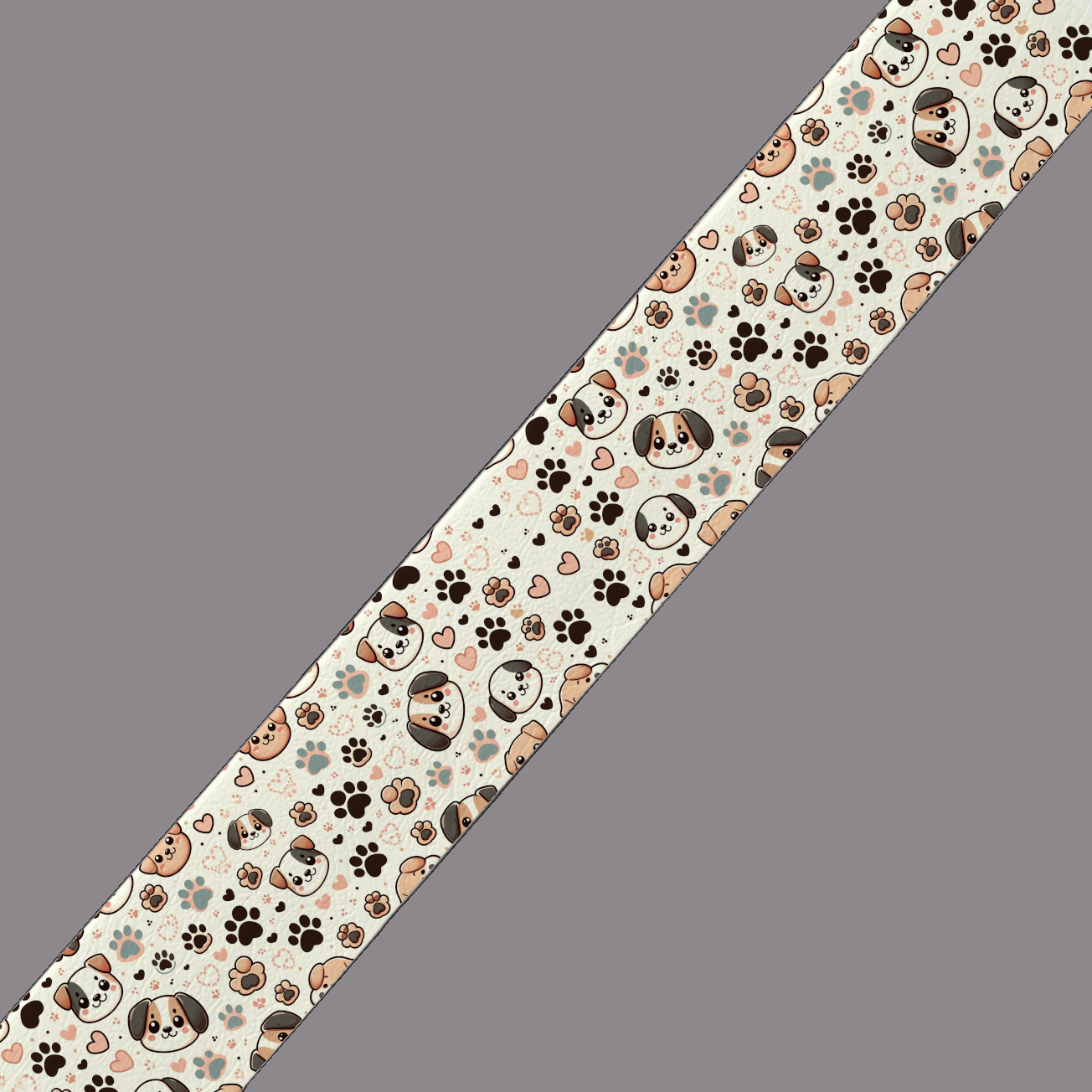 Sangle BioThane® imprimée – Motif Chiens & Empreintes