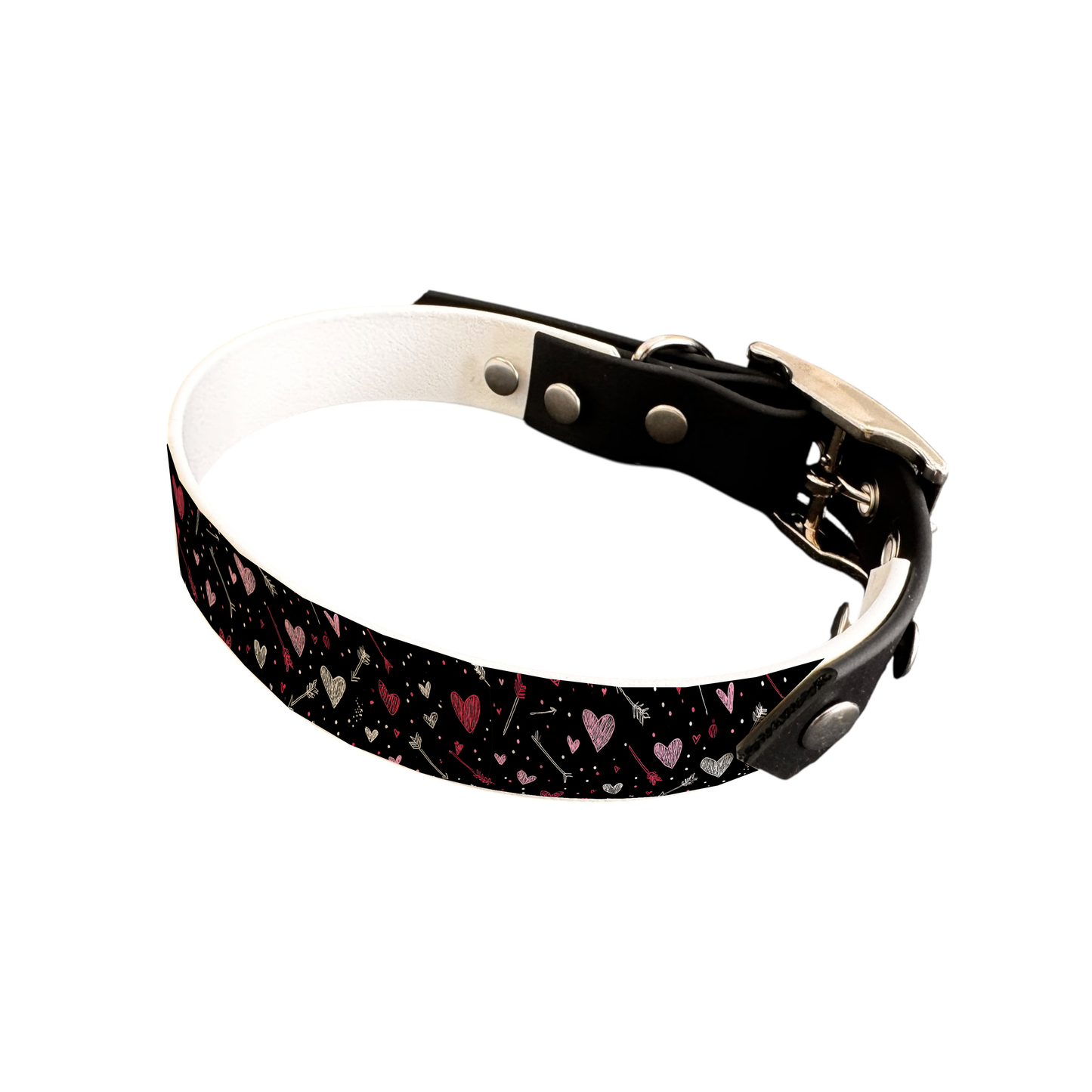 Collier bicolore large pour chien en BioThane® imprimé – Collection Saint valentin– 25 mm