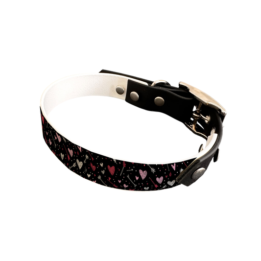 Collier bicolore large pour chien en BioThane® imprimé – Collection Saint valentin– 19 mm