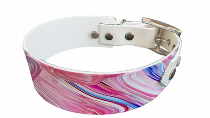 Collier bicolore large pour chien en BioThane® imprimé – Collection Saint valentin– 38/25 mm