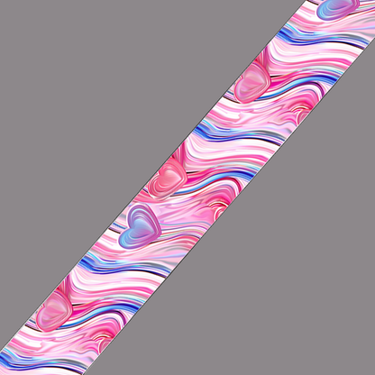 BioThane imprimé – Motif Cœurs marbrés rose & bleu