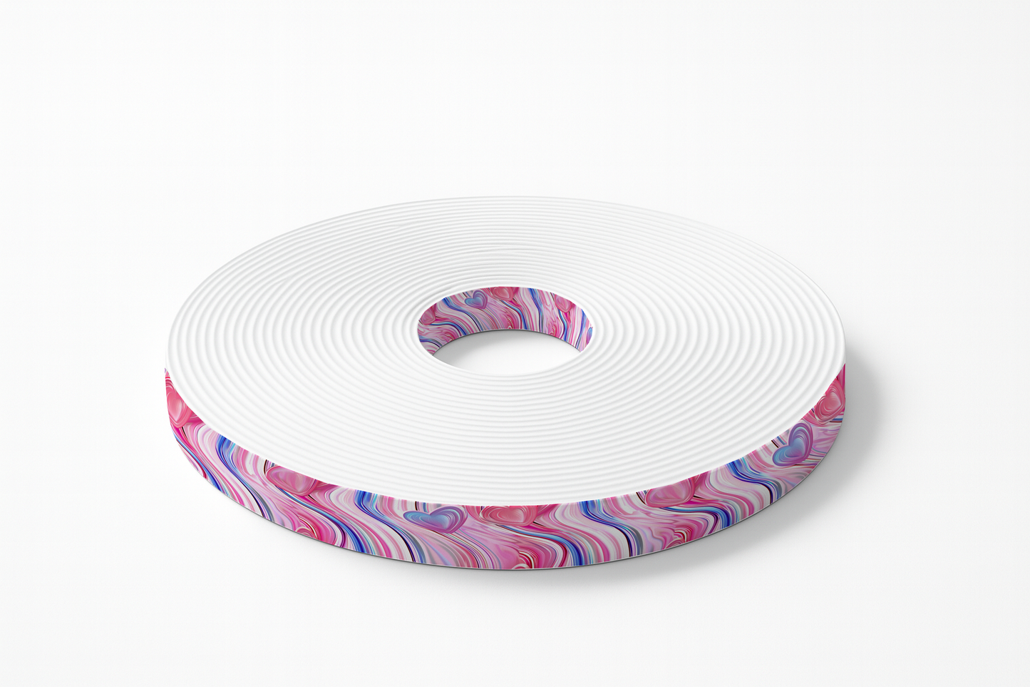 BioThane imprimé – Motif Cœurs marbrés rose & bleu