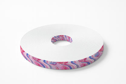 BioThane imprimé – Motif Cœurs marbrés rose & bleu