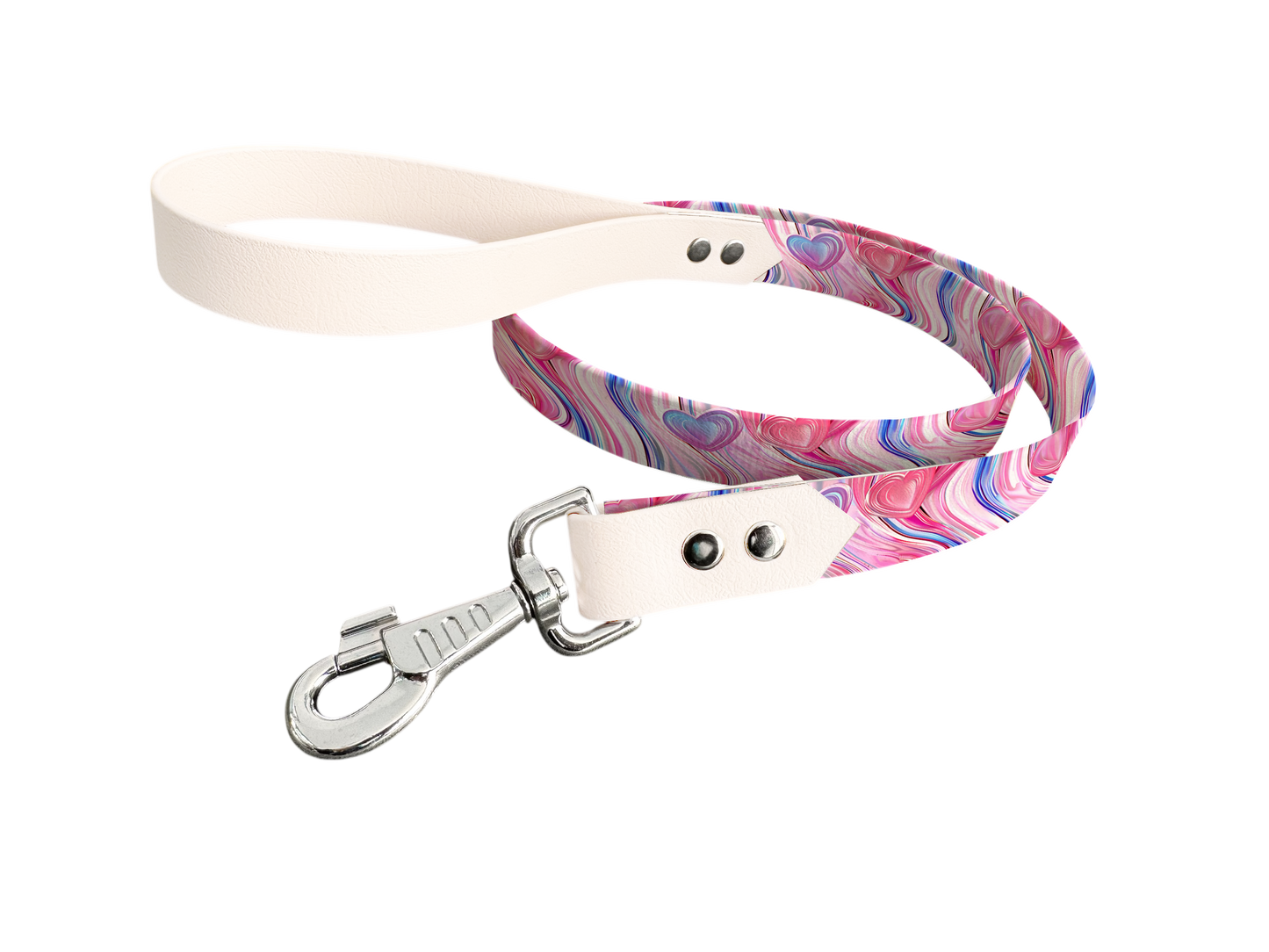 Laisse bicolore en BioThane® avec longe imprimée – Collection Saint Valentin- Coloris au choix