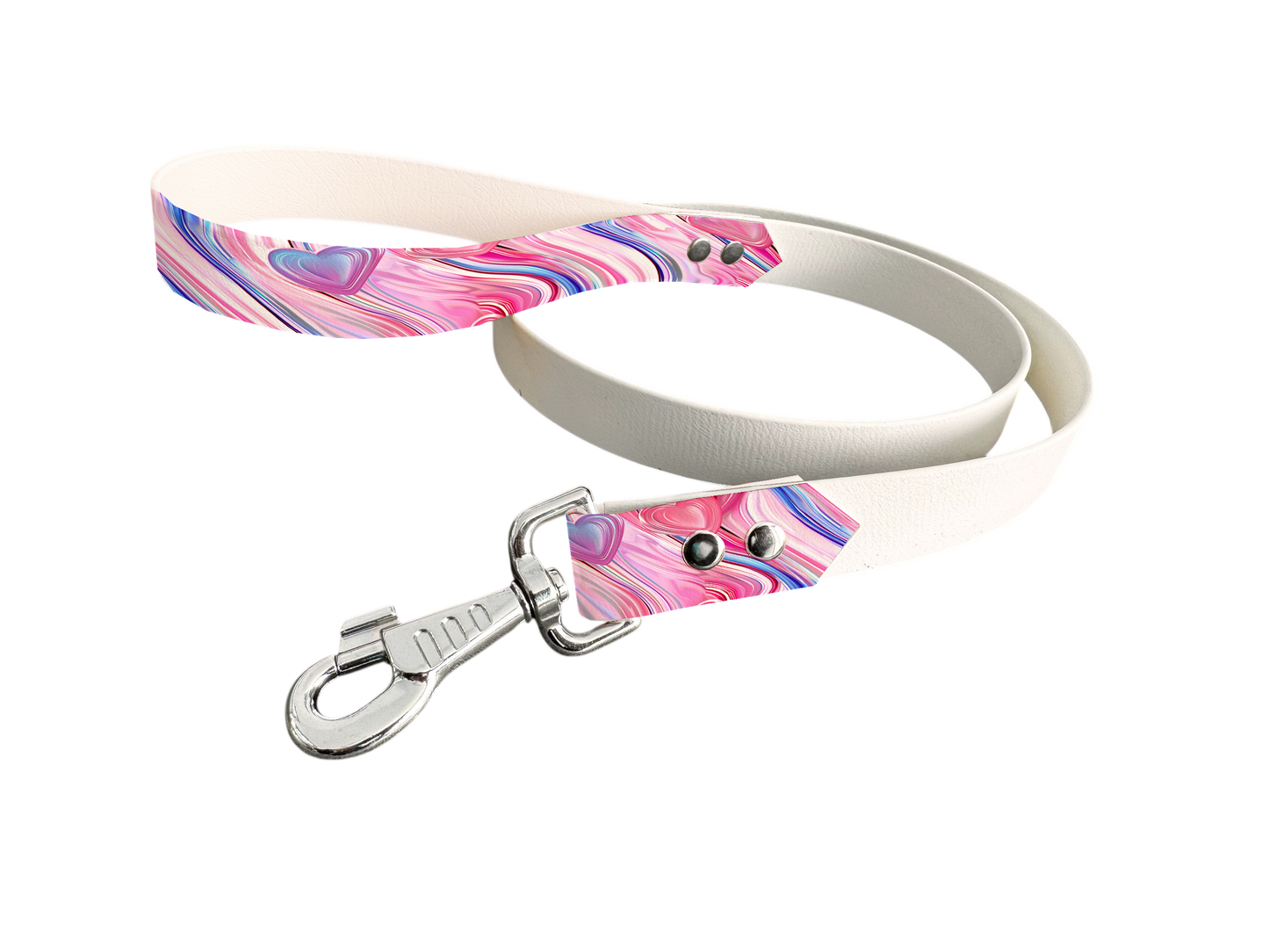 Laisse bicolore en BioThane® avec poignée imprimée – Collection Saint Valentin- Coloris au choix