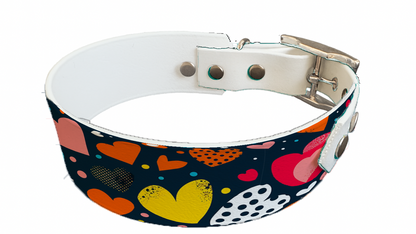 Collier bicolore large pour chien en BioThane® imprimé – Collection Saint valentin– 38/25 mm