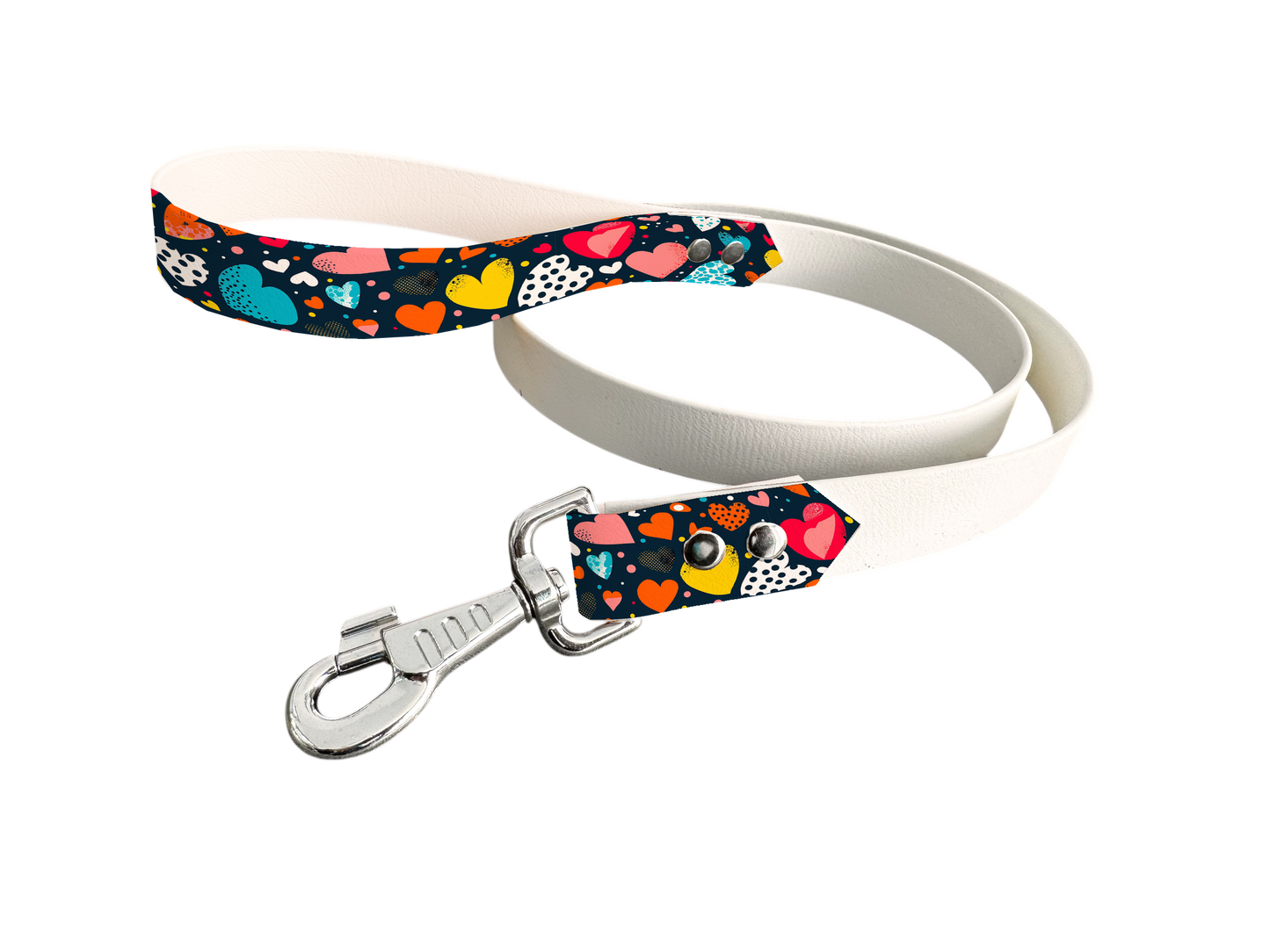 Laisse bicolore en BioThane® avec poignée imprimée – Collection Saint Valentin- Coloris au choix