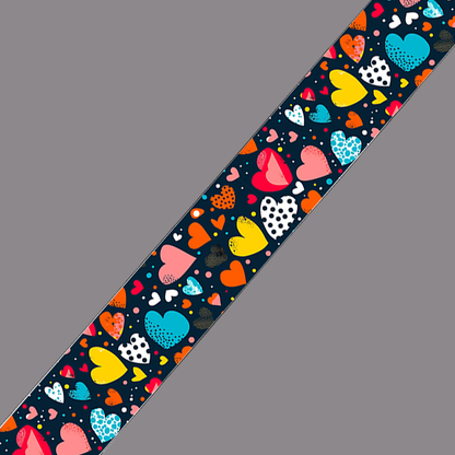 BioThane imprimé – Motif Cœurs multicolores pop