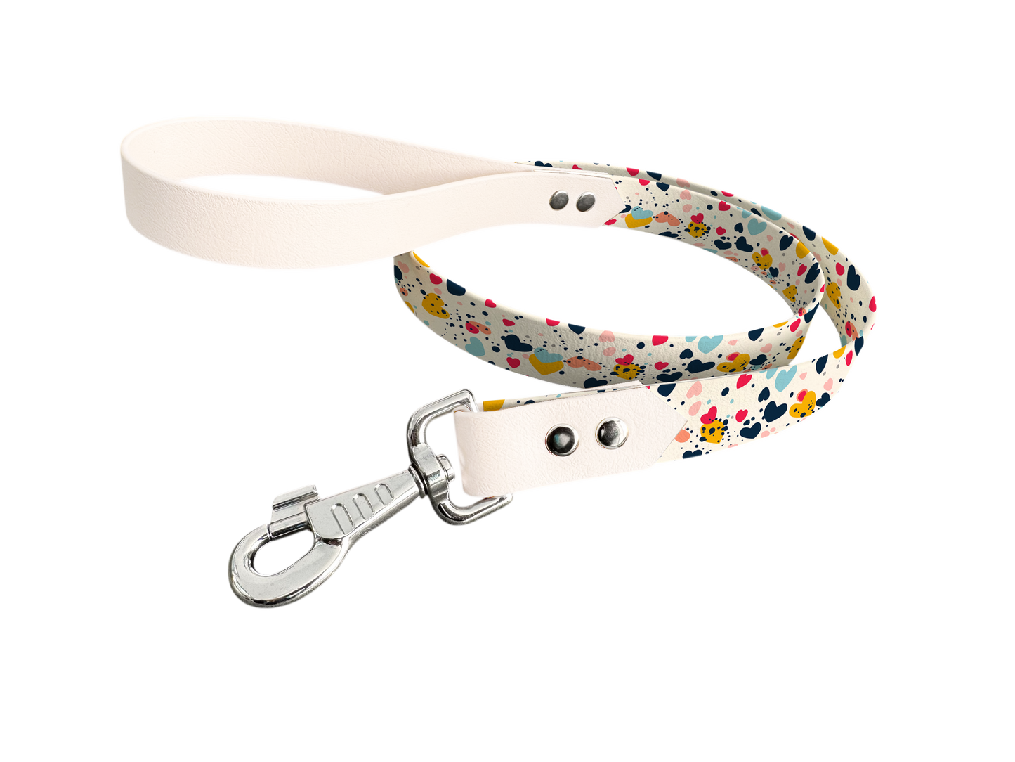 Laisse bicolore en BioThane® avec longe imprimée – Collection Saint Valentin- Coloris au choix