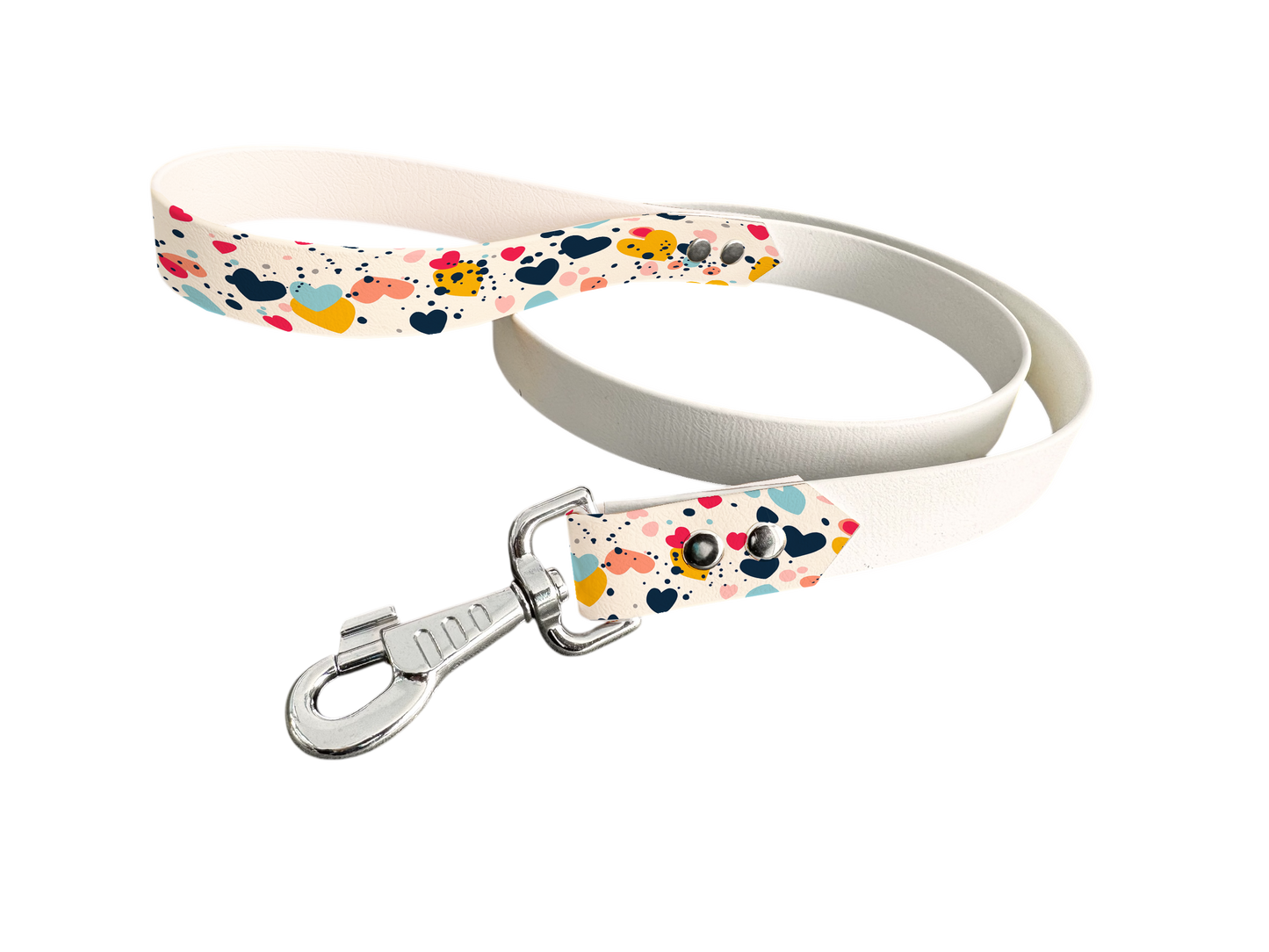 Laisse bicolore en BioThane® avec poignée imprimée – Collection Saint Valentin- Coloris au choix