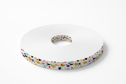 BioThane imprimé – Motif Cœurs multicolores pop fond blanc