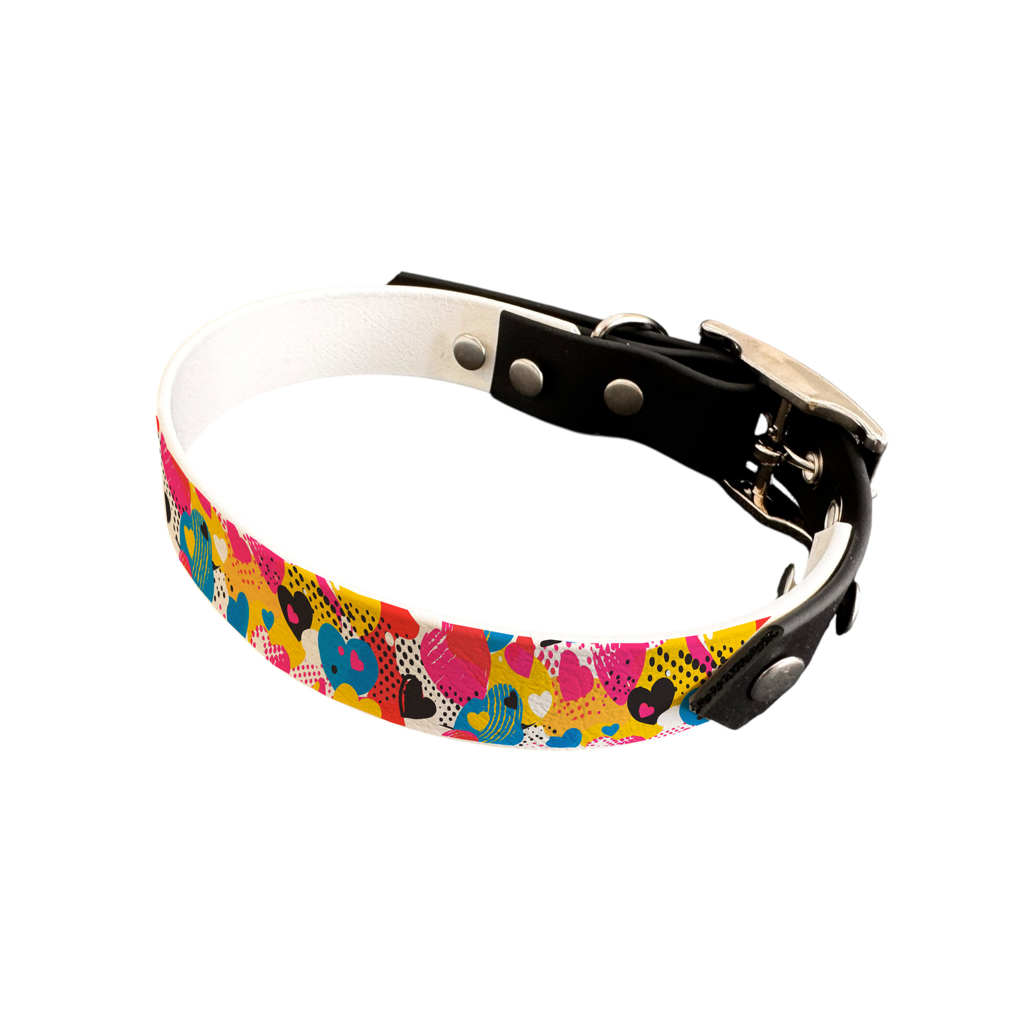 Collier bicolore large pour chien en BioThane® imprimé – Collection Saint valentin– 25 mm