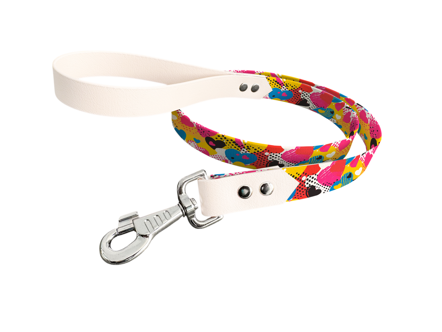 Laisse bicolore en BioThane® avec longe imprimée – Collection Saint Valentin- Coloris au choix