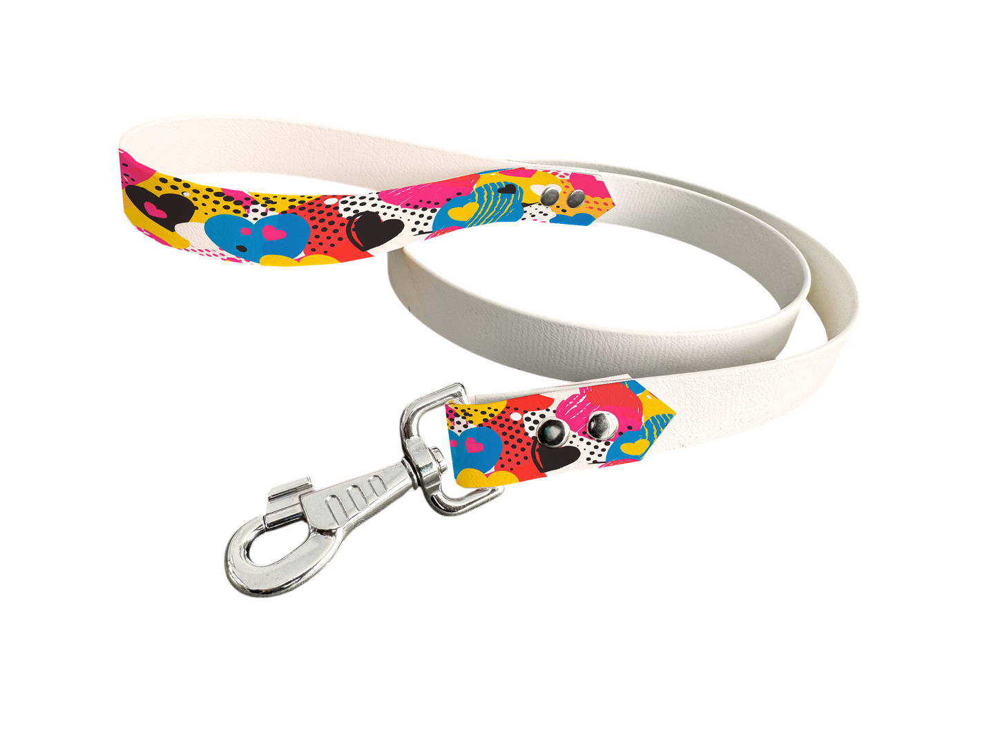 Laisse bicolore en BioThane® avec poignée imprimée – Collection Saint Valentin- Coloris au choix