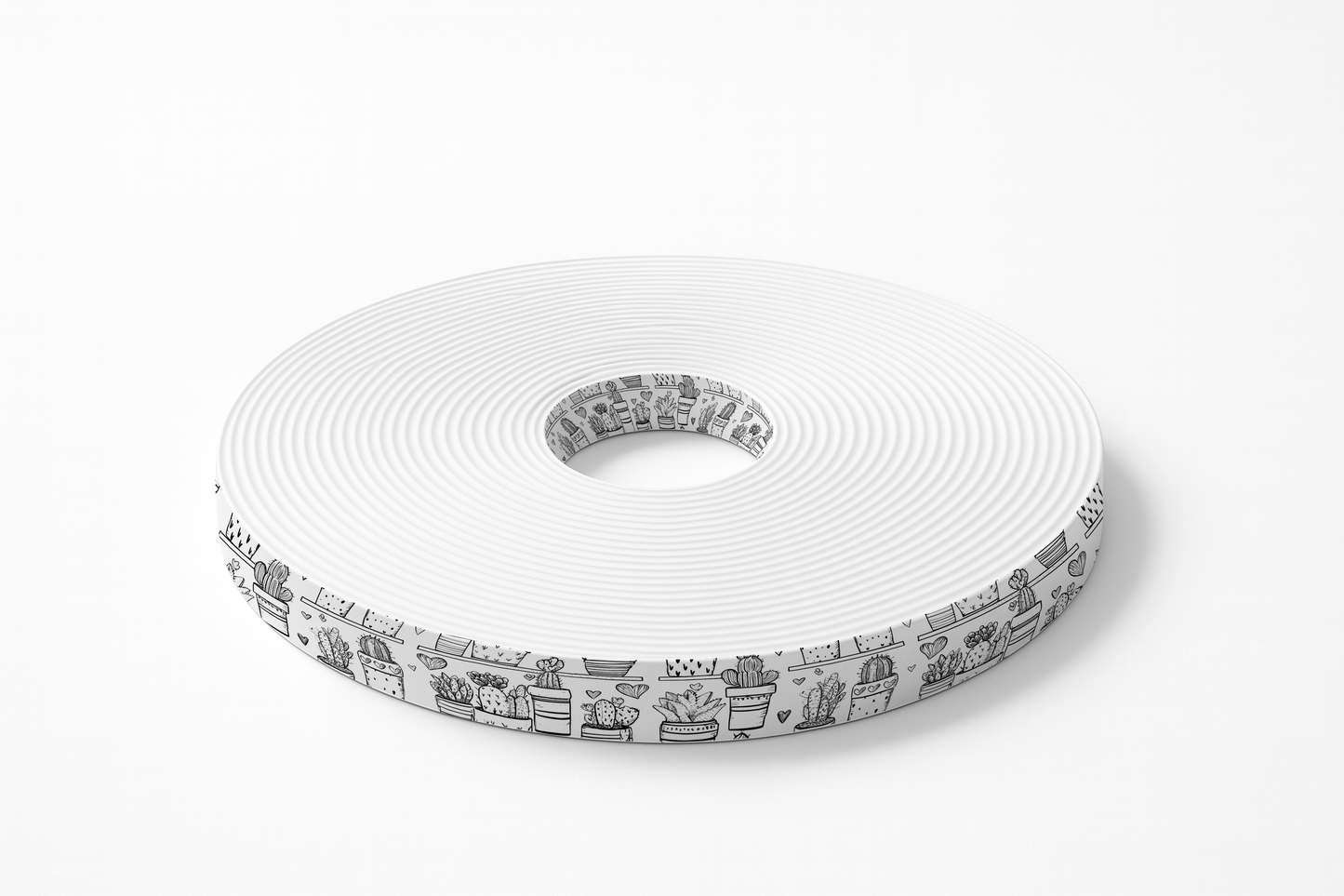 BioThane imprimé – Motif Cactus & Cœurs noir et blanc